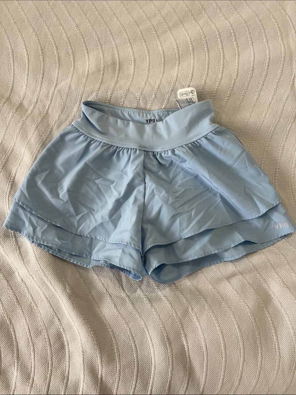 abercrombie kids light blue layered skort shorts